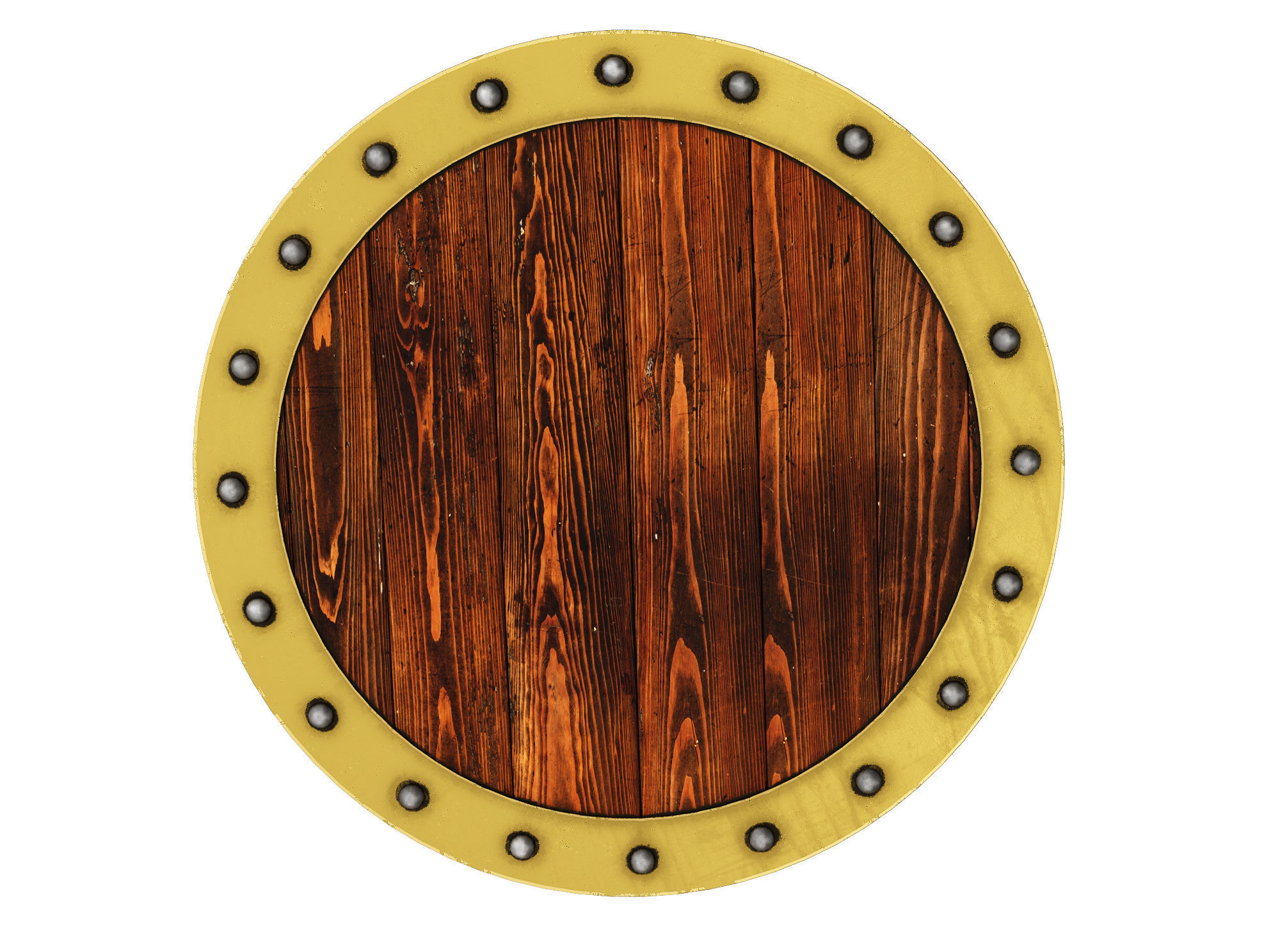 Wooden shield Low-poly 3D model_2