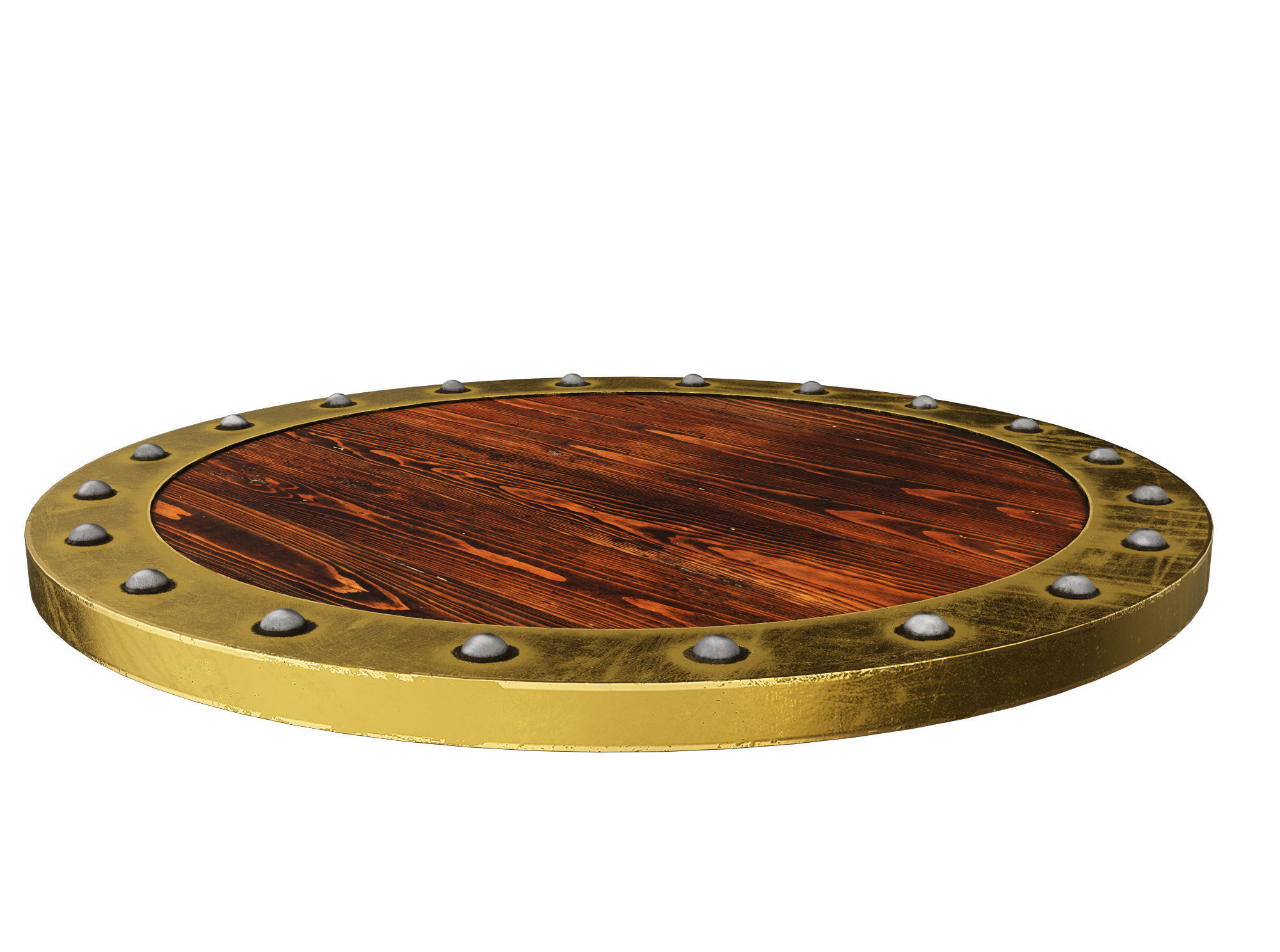 Wooden shield Low-poly 3D model_3