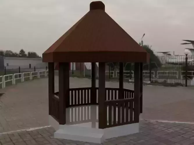 Gazebo pergola low poly