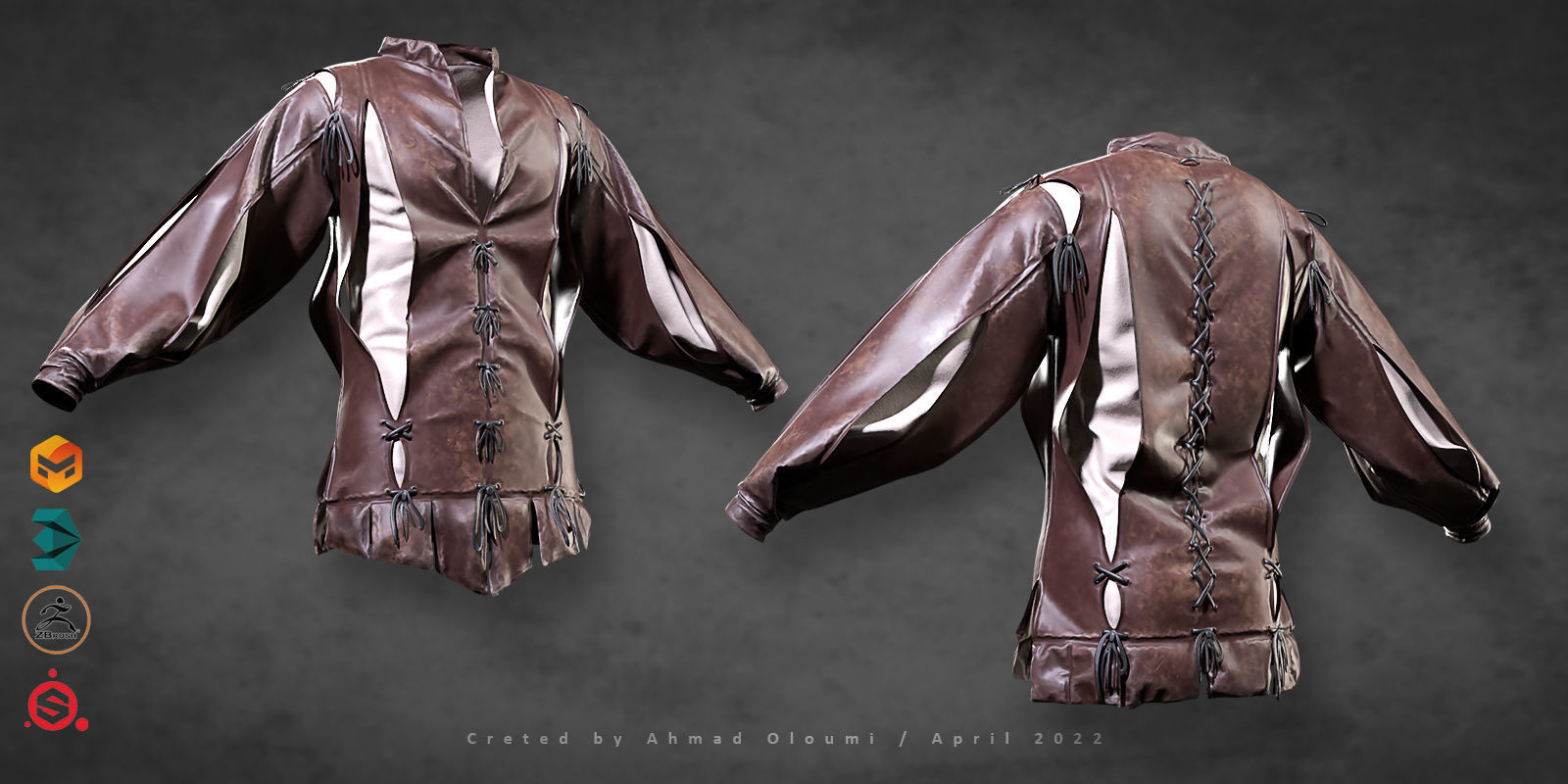 Medieval Jackets Vol 02 Base Mesh Low-poly 3D model_3