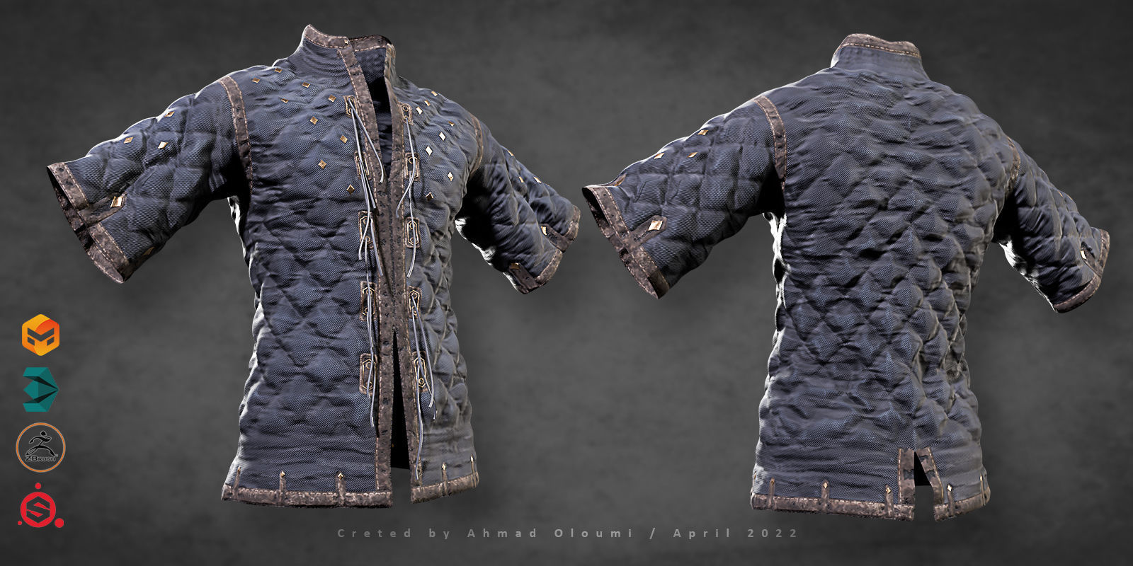 Medieval Jackets Vol 02 Base Mesh Low-poly 3D model_4