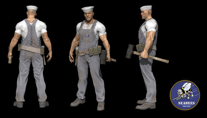 WW2 Navy Seabee- 3d Printable 3D print model