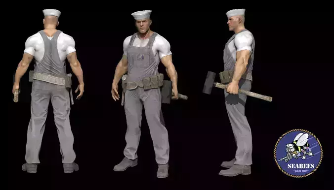 WW2 Navy Seabee- 3d Printable 3D print model
