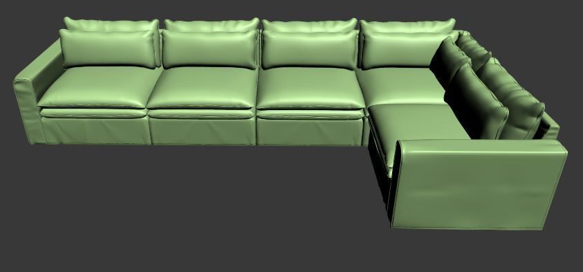 L type with Right corner Sofa  Low-poly 3D model_6