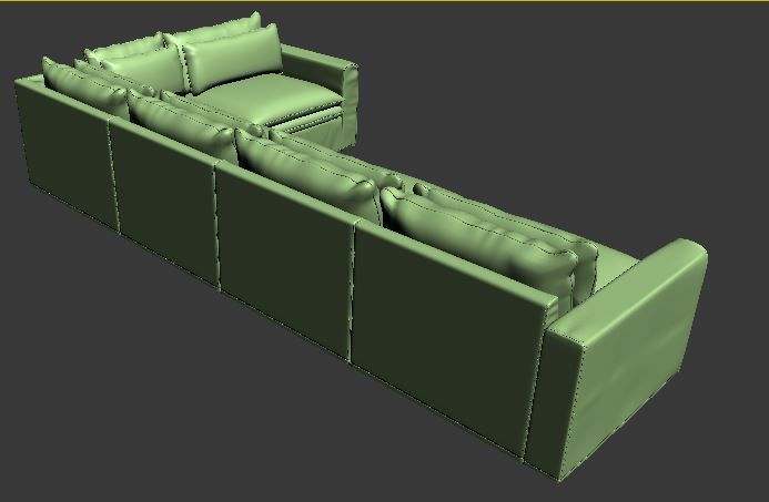 L type with Right corner Sofa  Low-poly 3D model_10