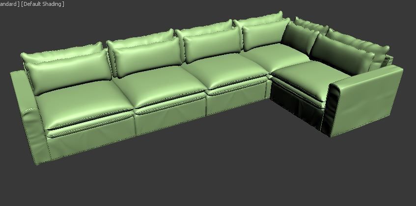 L type with Right corner Sofa  Low-poly 3D model_7