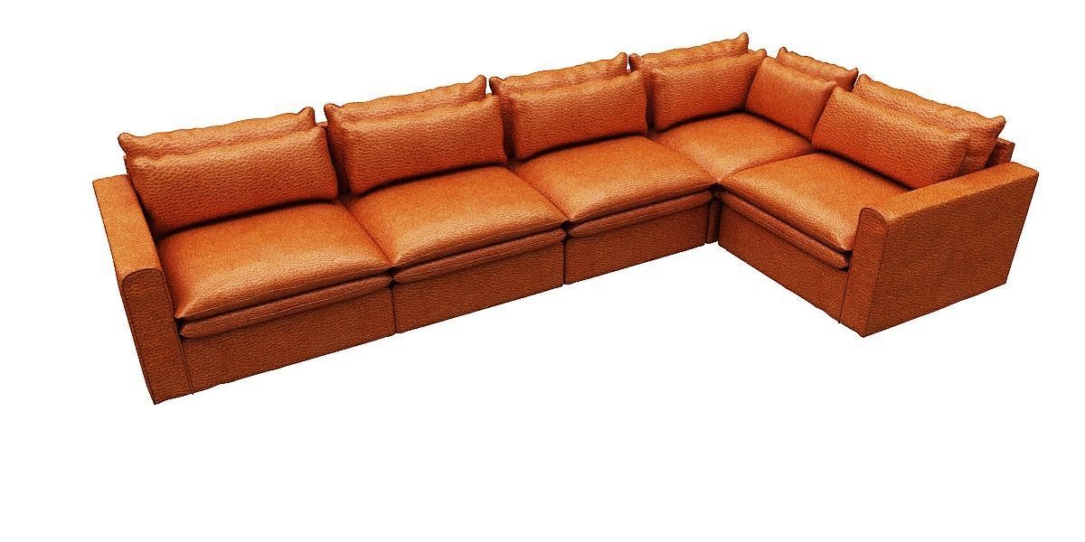 L type with Right corner Sofa  Low-poly 3D model_1