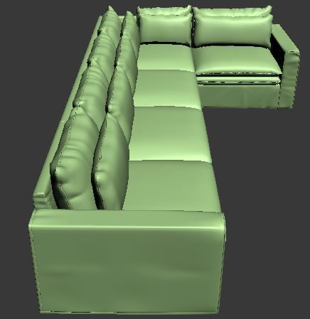 L type with Right corner Sofa  Low-poly 3D model_9