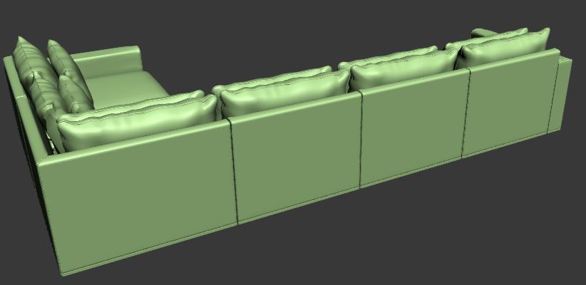 L type with Right corner Sofa  Low-poly 3D model_12