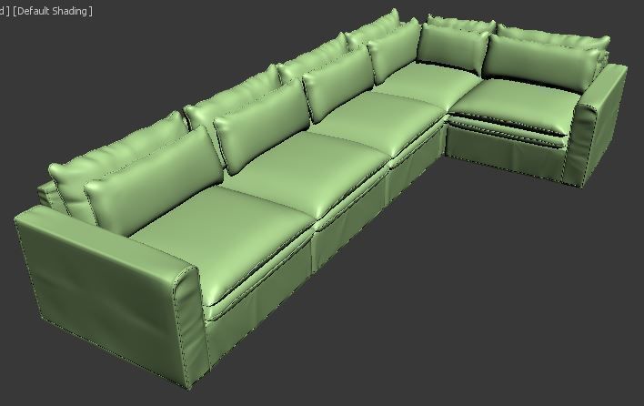 L type with Right corner Sofa  Low-poly 3D model_8