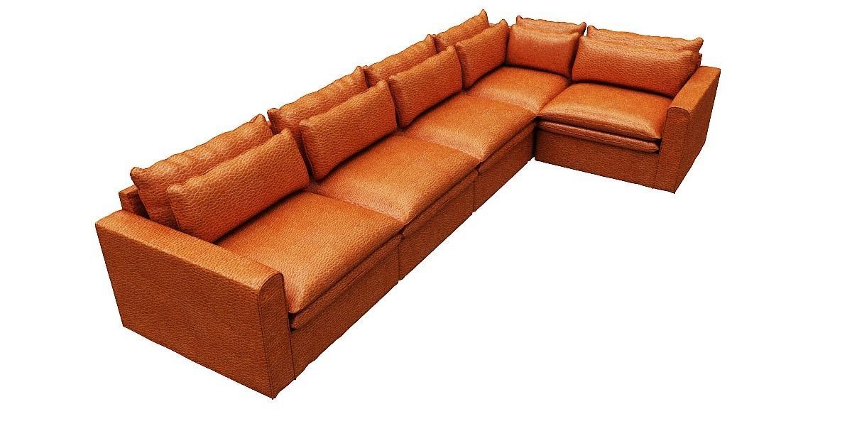 L type with Right corner Sofa  Low-poly 3D model_2