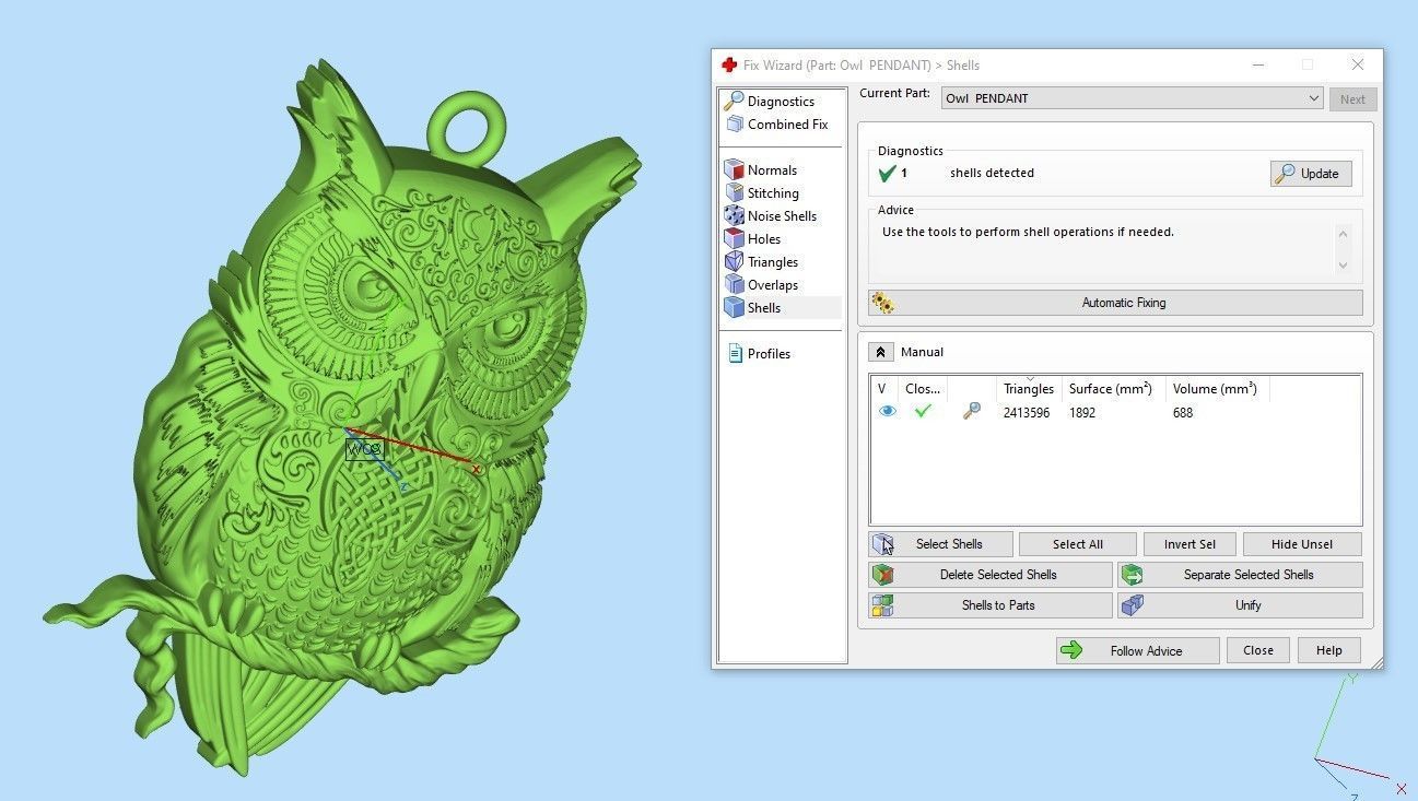 Owl pendant 3D print model_3