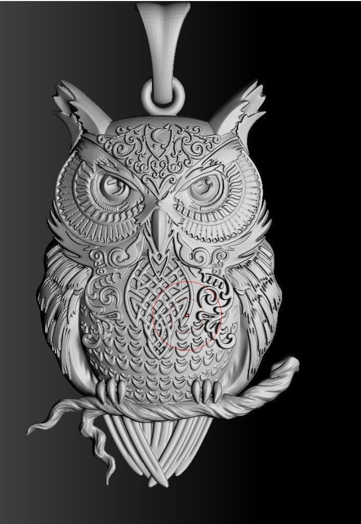 Owl pendant 3D print model_14