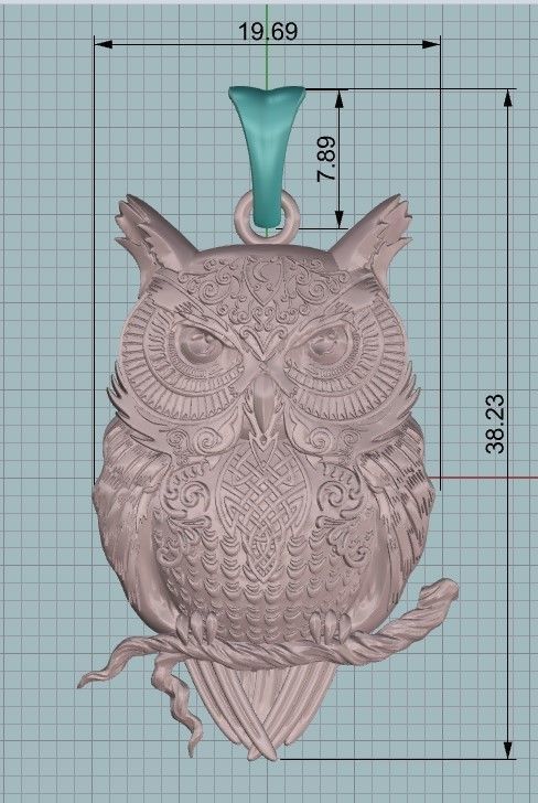 Owl pendant 3D print model_9