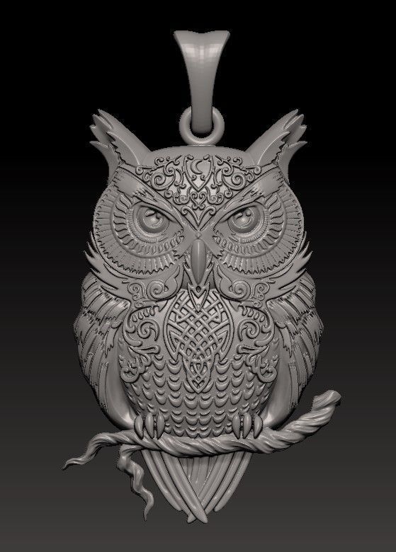 Owl pendant 3D print model_1