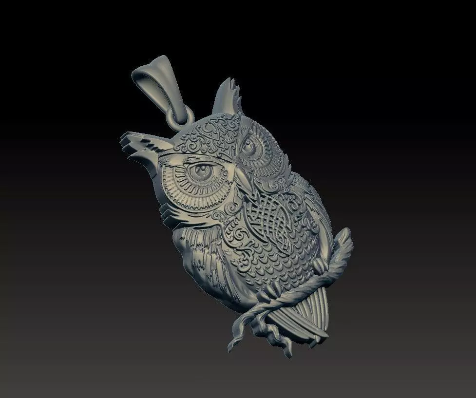 Owl pendant 3D print model_0