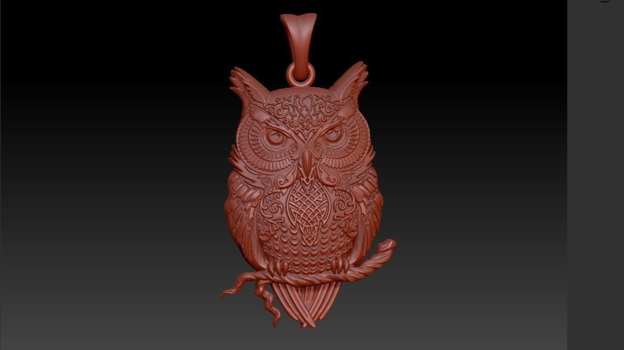 Owl pendant 3D print model_2