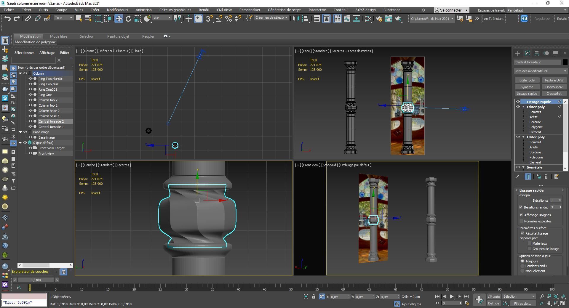 Column - Casa Batllo main room - Gaudi 3D model_10