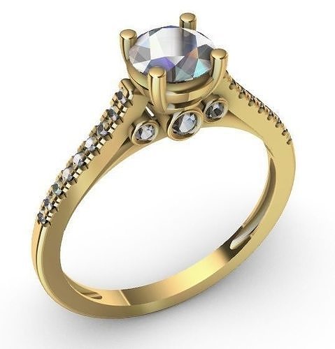 engagement ring 4 full gems 3D print model
