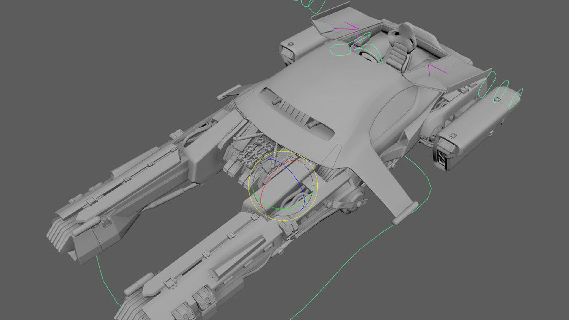 All 3 Sci-fi Vehicles Hover Bike Car 3D Model Rigged Low-poly 3D model_9