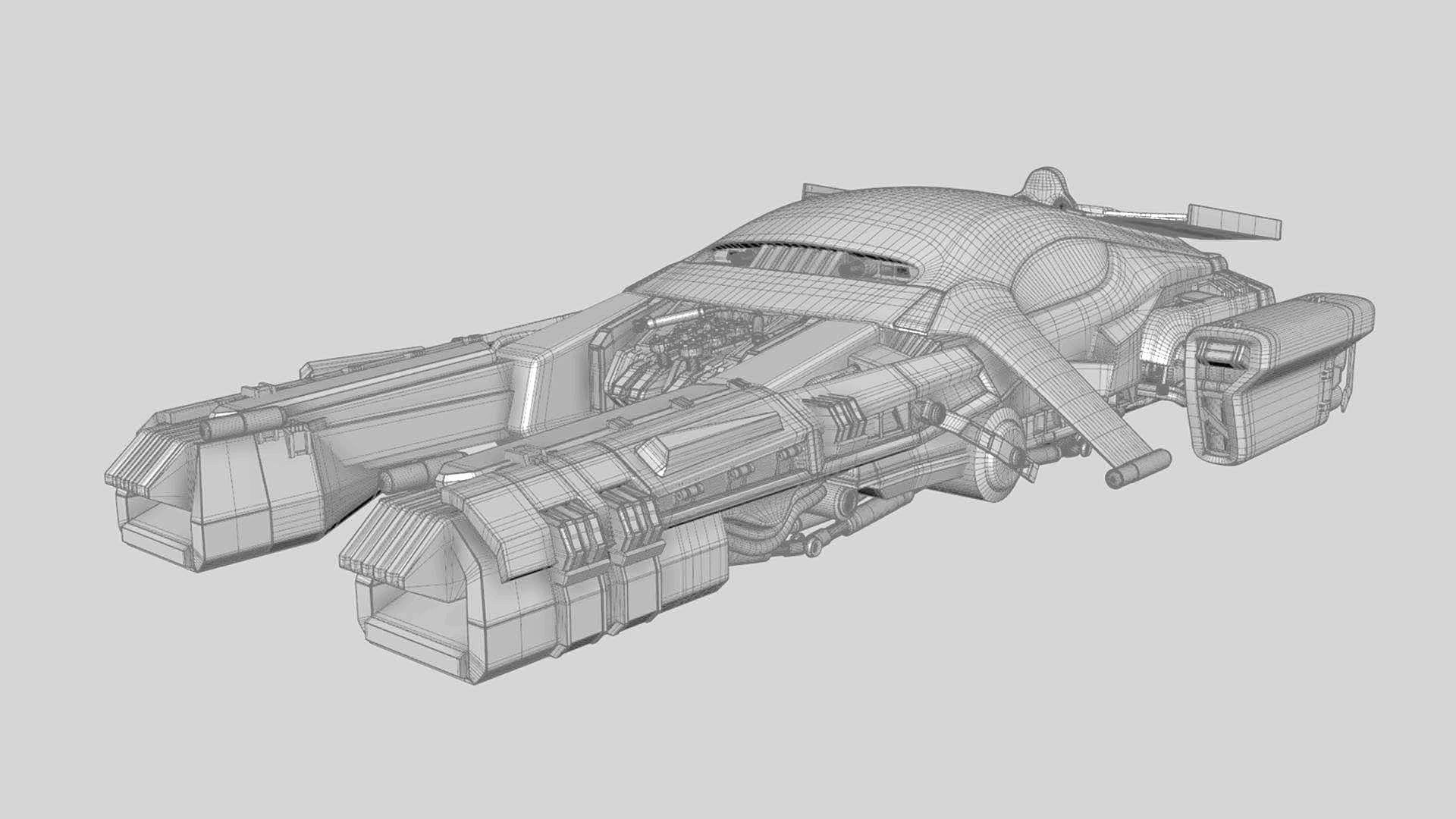 All 3 Sci-fi Vehicles Hover Bike Car 3D Model Rigged Low-poly 3D model_10