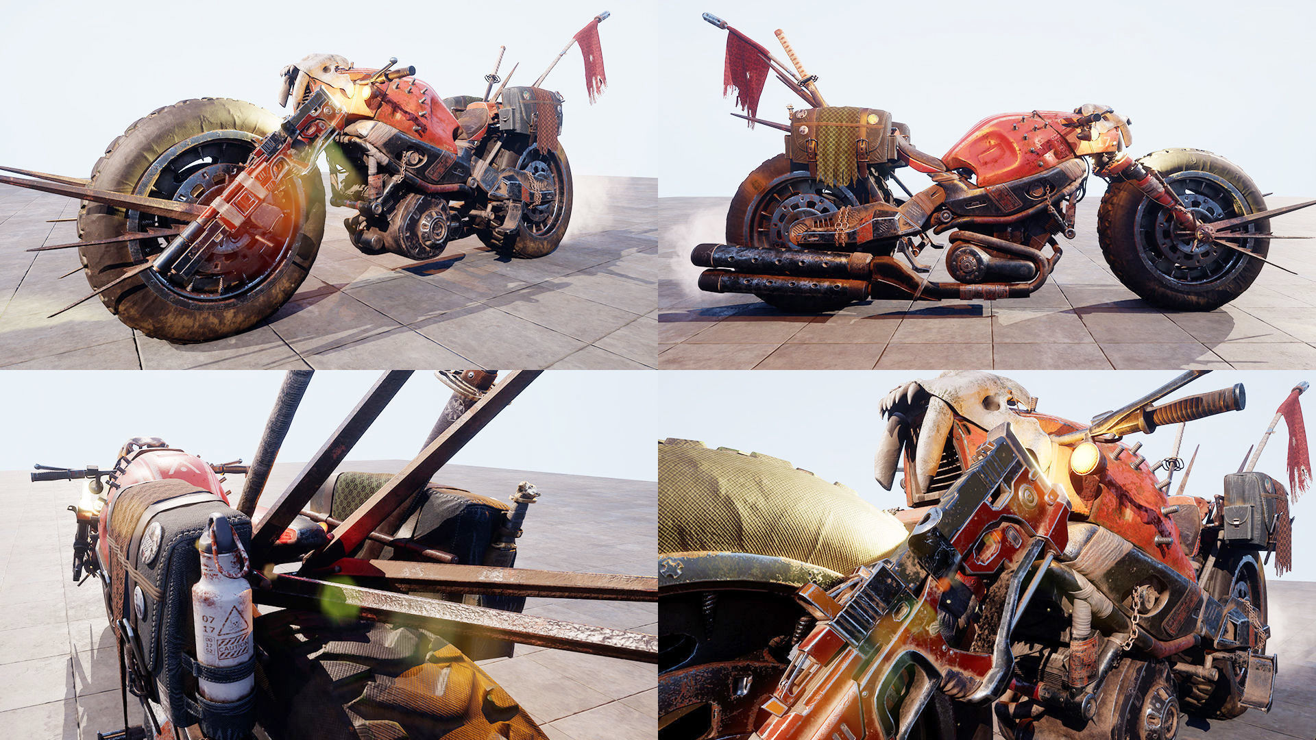 All 3 Sci-fi Vehicles Hover Bike Car 3D Model Rigged Low-poly 3D model_14