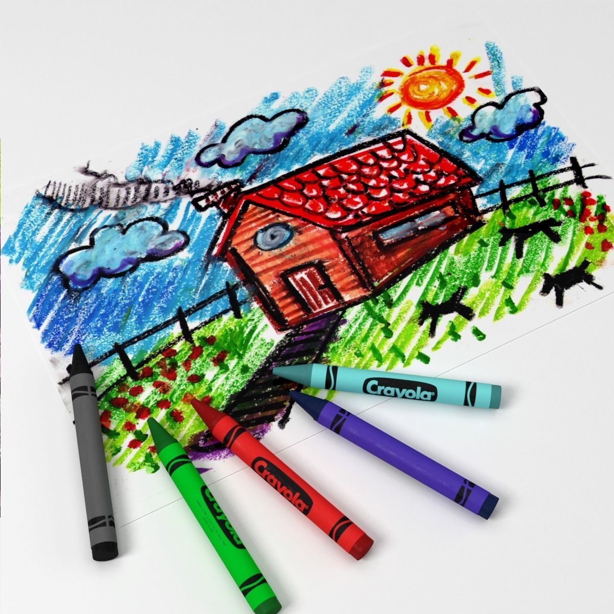 Crayon and Drawings 3D model CGTrader
