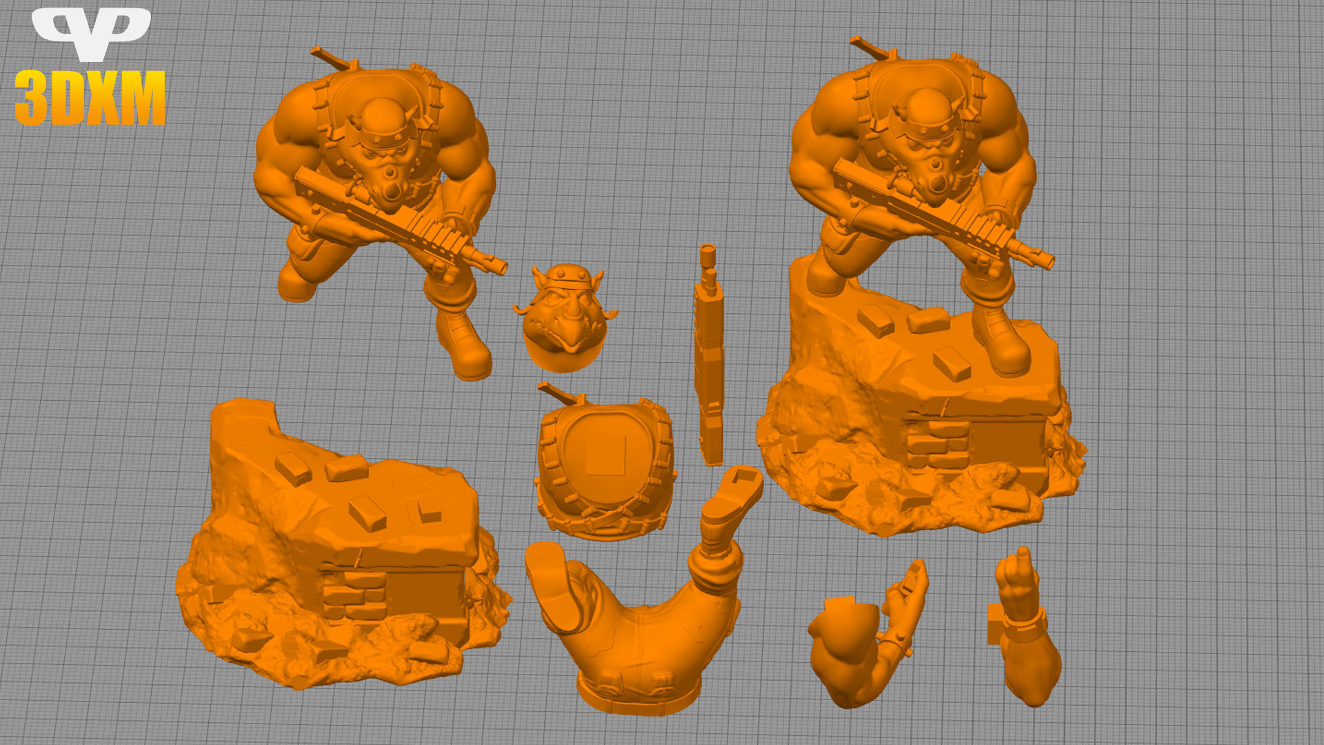 Rocksteady STL for 3D Printing ChibiSTL 3DXM 3D print model_1