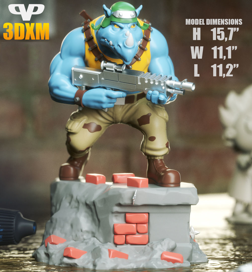 Rocksteady STL for 3D Printing ChibiSTL 3DXM 3D print model_2