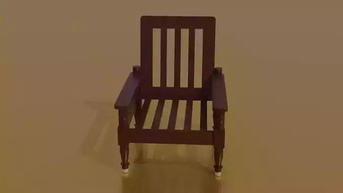 Elegant Realistic King Size Wooden Chair 3D Model - PBR Ready