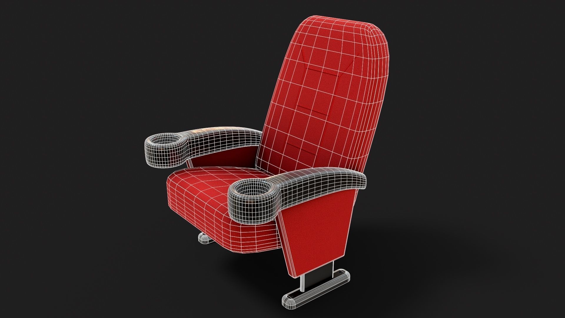 Stylized Theater Chair Low-poly 3D model_13