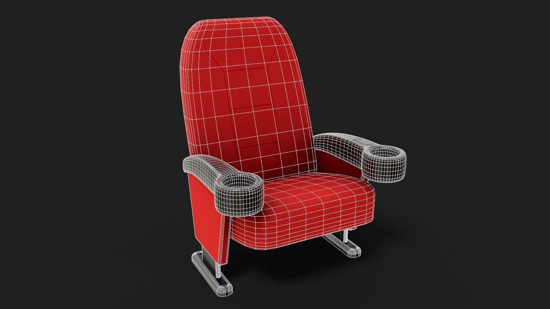 Stylized Theater Chair Low-poly 3D model_12