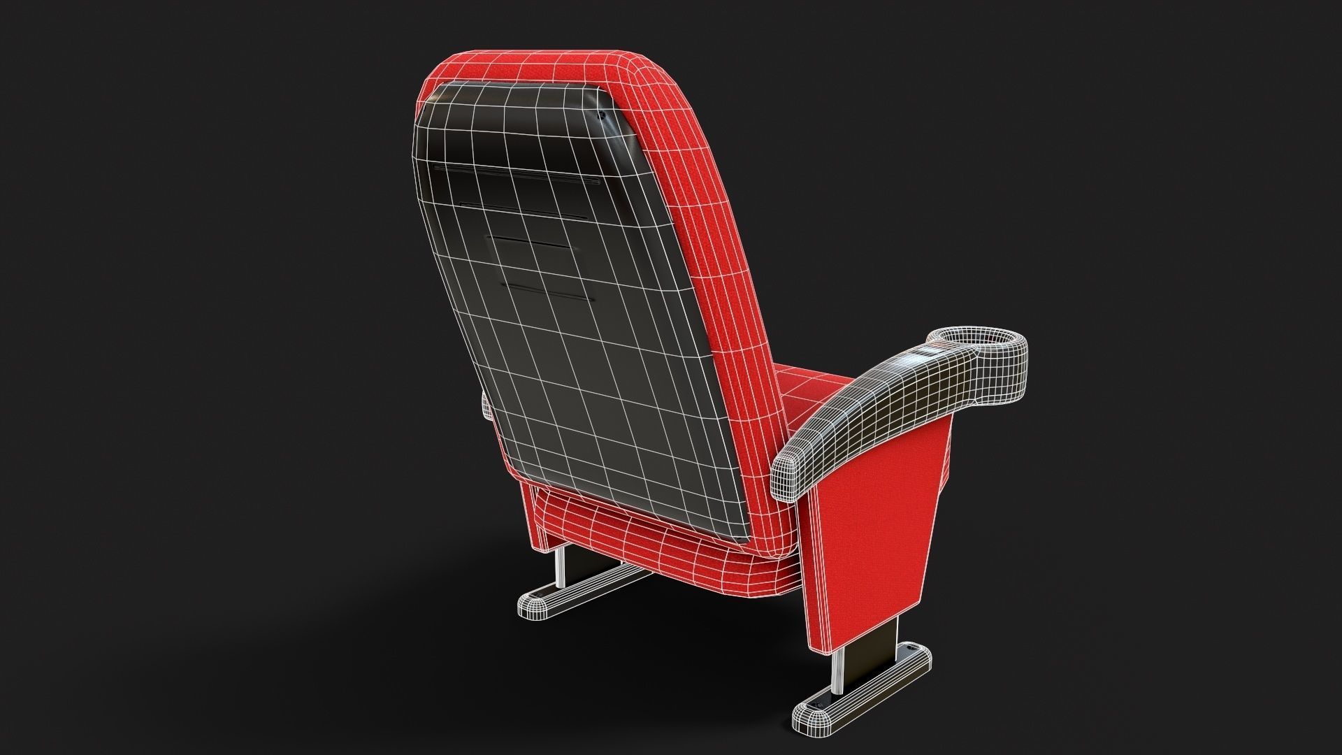 Stylized Theater Chair Low-poly 3D model_15