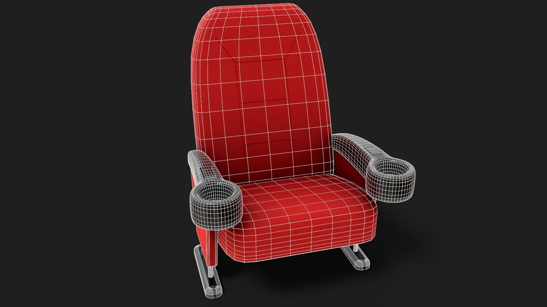 Stylized Theater Chair Low-poly 3D model_16