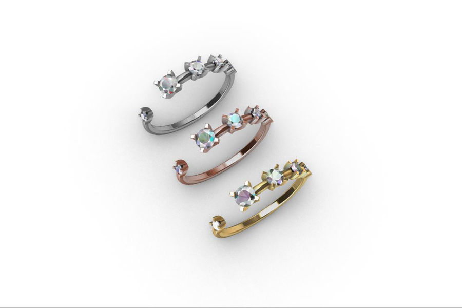 Diamond Hug Ring 5 sizes 3D print model_1