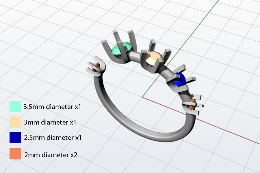 Diamond Hug Ring 5 sizes 3D print model_11