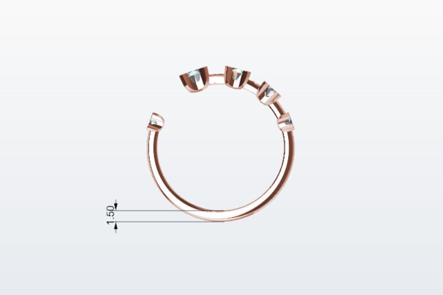 Diamond Hug Ring 5 sizes 3D print model_5