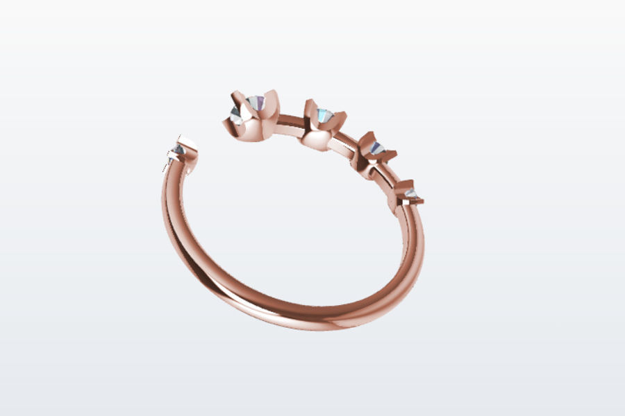 Diamond Hug Ring 5 sizes 3D print model_7