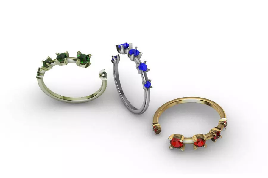 Diamond Hug Ring 5 sizes 3D print model_0