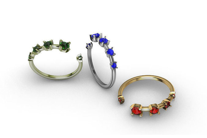 Diamond Hug Ring 5 sizes 3D print model