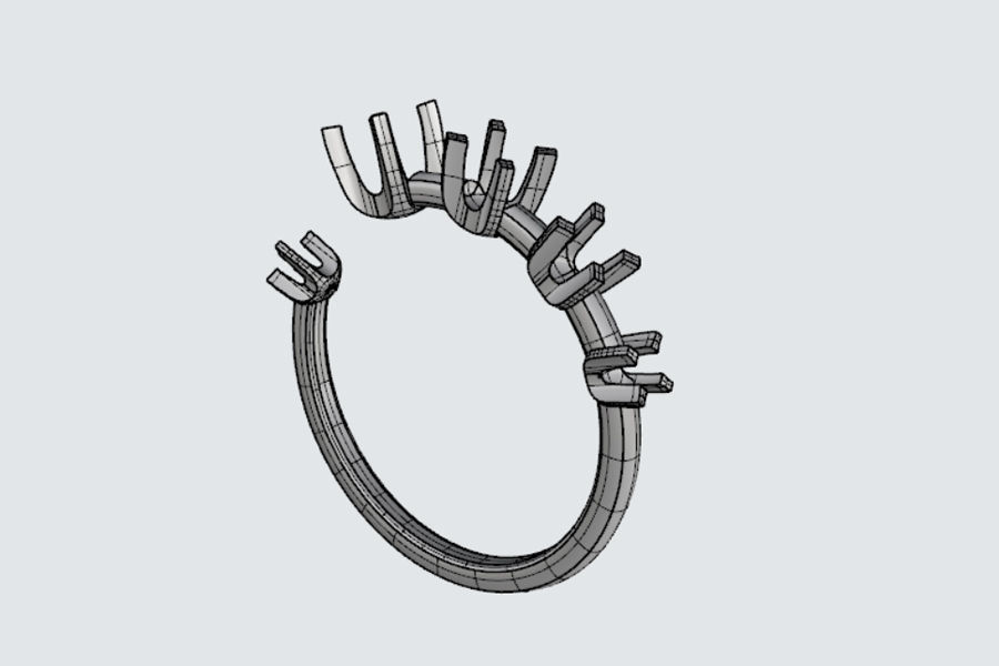 Diamond Hug Ring 5 sizes 3D print model_10