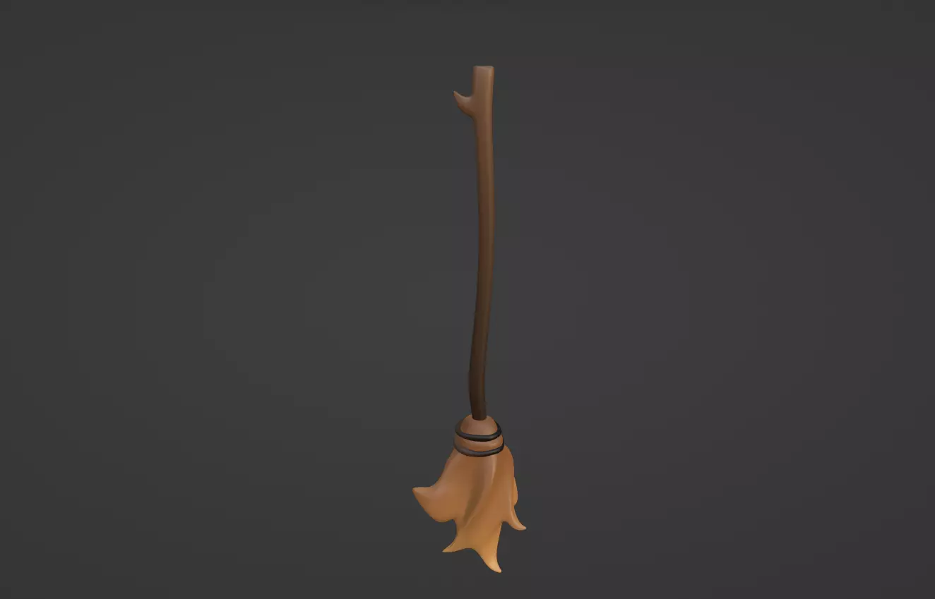Cartoon Witch Broom 3D model_0
