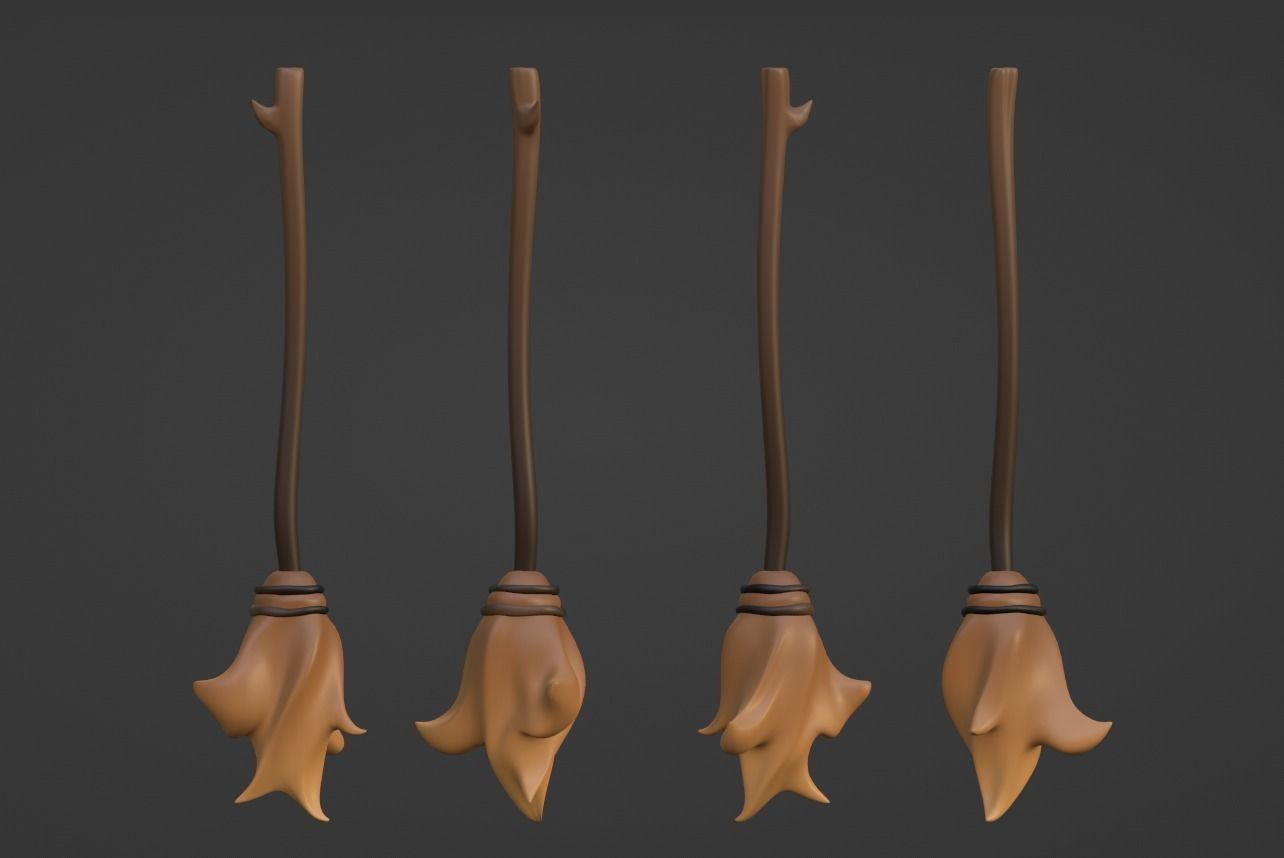 Cartoon Witch Broom 3D model_1