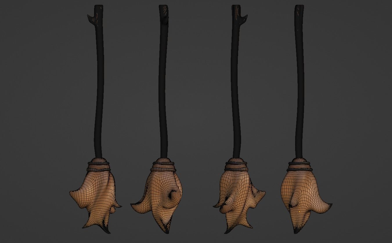 Cartoon Witch Broom 3D model_4