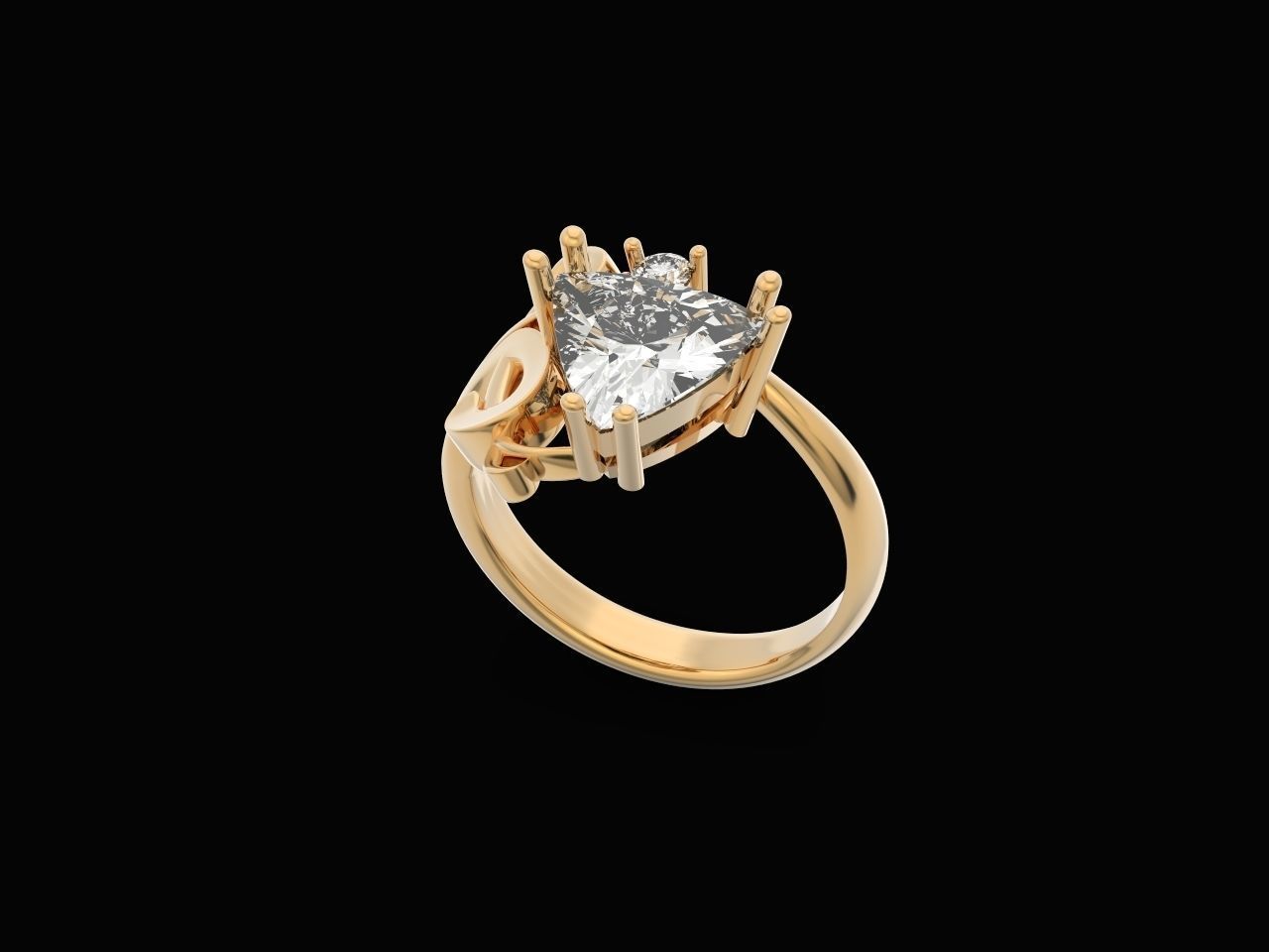 ring with stone trillion 3D print model_15