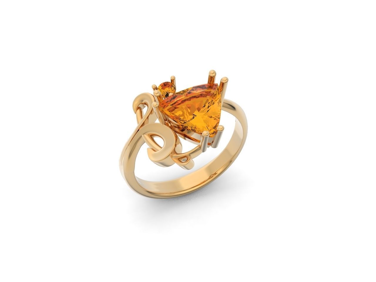 ring with stone trillion 3D print model_27