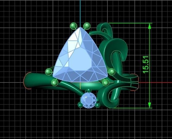 ring with stone trillion 3D print model_30