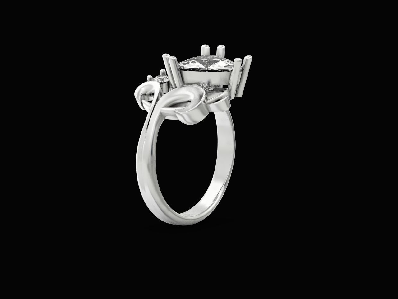 ring with stone trillion 3D print model_6