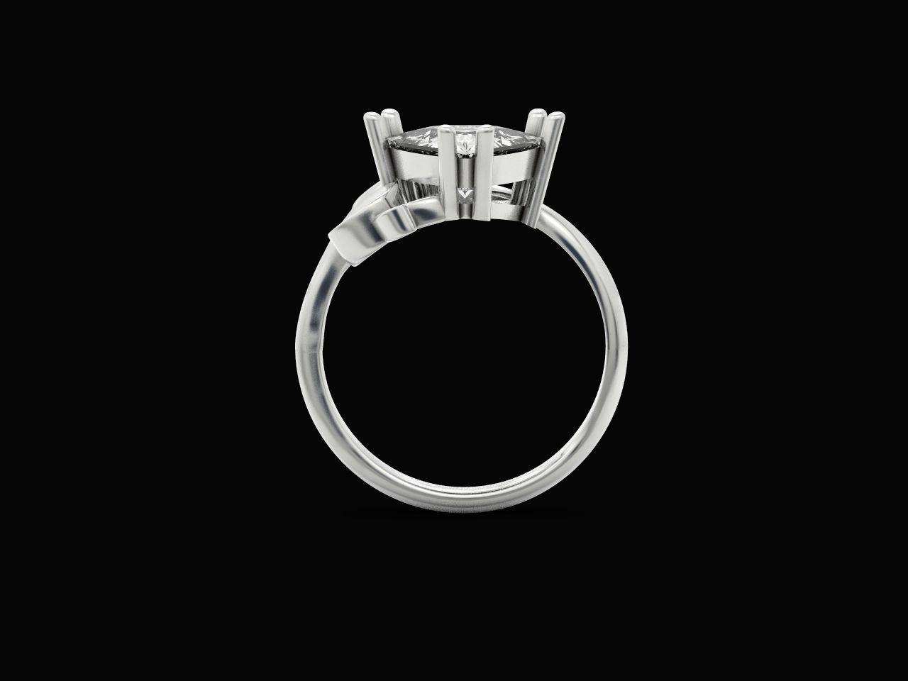 ring with stone trillion 3D print model_7