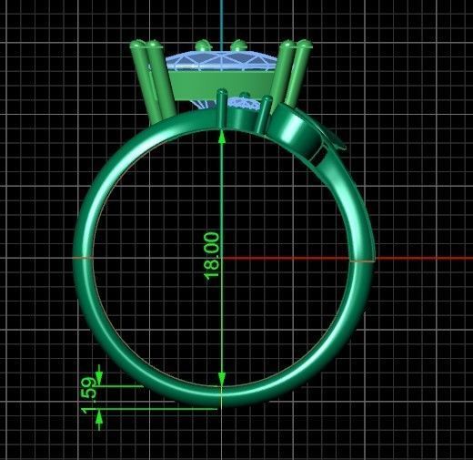 ring with stone trillion 3D print model_32